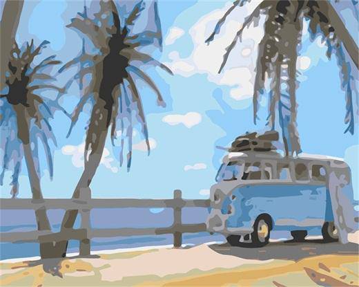 Minibus-Picknick am Strand